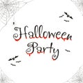 Happy halloween decoration hanging corner spider web banner text design vector illustration Royalty Free Stock Photo