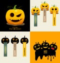 Happy Halloween design background and Cute note paper. Vector il Royalty Free Stock Photo