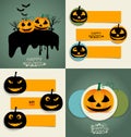 Happy Halloween design background and Cute note paper. Vector il Royalty Free Stock Photo