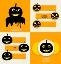 Happy Halloween design background and Cute note paper. Vector il Royalty Free Stock Photo