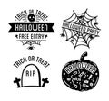 Happy Halloween design collection. Black badges and labels set with text inside. Royalty Free Stock Photo