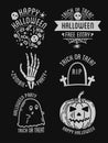 Happy Halloween design collection. Black badges and labels set with text inside. Royalty Free Stock Photo