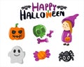 Happy Halloween design elements. Halloween design elements with hand drawing Royalty Free Stock Photo
