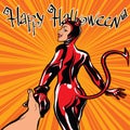 Happy Halloween devil girl follow me