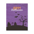 Happy halloween, dry tree gravestones bats crosses trick or treat party poster