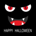 Happy Halloween. Evil Red eyes in dark night. Smiling wicked mouth