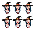 Happy Halloween. Face expressions of witch