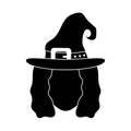 Happy halloween, face witch with hat trick or treat party celebration silhouette icon