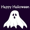 Happy Halloween. Festive postcard. Halloween night. Ghost on a dark background