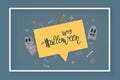 Happy Halloween creative hand lettering composition. Vector illustration.