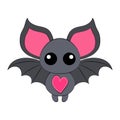 Happy Halloween! Funny cartoon little bat on white background. Royalty Free Stock Photo