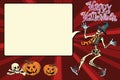 Happy Halloween funny skeleton invites you to a party