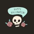 Happy Halloween funny skull. Halloween card.