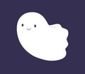 Happy Halloween ghost flying. Cute funny boo character, friendly baby phantom spirit smiling. Fun spook, kids monster Royalty Free Stock Photo