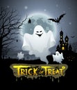 Happy Halloween ghost and message trick or treat design