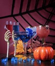 Happy Halloween ghoulish party cocktail drinks - vertical. Royalty Free Stock Photo