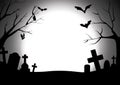 Happy halloween graveyard silhouette background Royalty Free Stock Photo