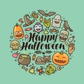 Happy Halloween, greeting card or banner. Holiday concept. Vector illustration