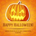 Happy halloween greeting card with bright jack-o Royalty Free Stock Photo