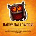 Happy halloween greeting card with brown owl