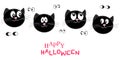 Happy Halloween greeting card with cats vector Royalty Free Stock Photo