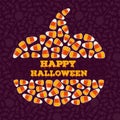 Happy Halloween greeting card. Holiday background. Trick or treat concept poster. Pumpkin silhouette frame, border Royalty Free Stock Photo