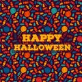 Happy Halloween greeting card. Trick or treat poster. Traditional holiday sweets pattern. Kids background Royalty Free Stock Photo