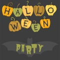 Happy halloween greeting card vector illustration party invitation design with spooky emblem. Royalty Free Stock Photo