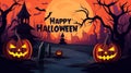 Happy Halloween. Group of 3D illustration glowing pumpkin Royalty Free Stock Photo