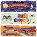 Happy Halloween grungy retro horizontal banners