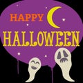 Happy Halloween half moon night with ghosts Royalty Free Stock Photo