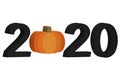 Happy Halloween 2020, Halloween pumpkin with number isolated on white