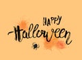 Happy Halloween creative hand lettering composition. Vector illustration.