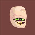 Happy Halloween head mummy isolated on dark background. Vector illustration. Royalty Free Stock Photo