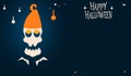 Happy Halloween holiday concept. Halloween decorations, scull, bats, spiders, pumpkins on dark background.