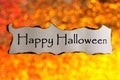 Happy Halloween-a holiday of evil spirits, the inscription on the background of bokeh lights. Halloween is the main holiday of Royalty Free Stock Photo