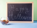 Happy Halloween. Holiday greetings on blackboard Royalty Free Stock Photo