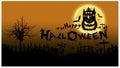 Happy Halloween Horror - Head Pumpkins - modern design Idea and Concept Vector illustration with Castle,tree,grass,moon, Gra