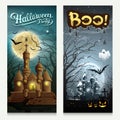 Happy Halloween houses collections banner vertical