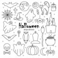 Happy Halloween. Set of vector doodle icons. Royalty Free Stock Photo