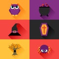 Happy halloween icon set in flat design style Royalty Free Stock Photo