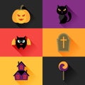 Happy halloween icon set in flat design style Royalty Free Stock Photo