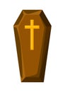 Happy halloween illustration of coffin with cross.