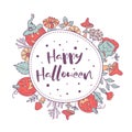 Happy Halloween illustration. Hand drawn greeting card, i