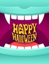 Happy Halloween illustration with vampire mouth