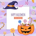 Happy Halloween invitation card party design template.