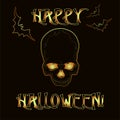 Happy Halloween Invitation Card With Zombie Skull