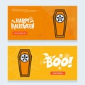 Happy Halloween invitation design with coffin vector