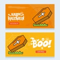 Happy Halloween invitation design with coffins vector Royalty Free Stock Photo