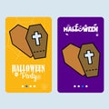 Happy Halloween invitation design with coffins vector Royalty Free Stock Photo